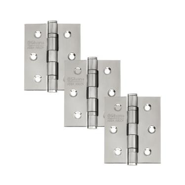 Imagem de Dobradiça Para Porta Silvana 3.1/2 Com Rolamento 882 Embutir 35kg Inox 304 Escovado Com 3 Unidades