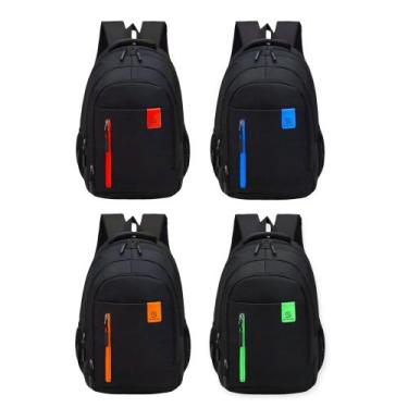 Imagem de Mochila Masculina Reforçada Trabalho Escolar Preta Detalhes QL-098 - K