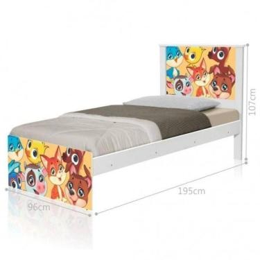 Imagem de Cama Solteiro Com Cabeceira Adesivada Animais