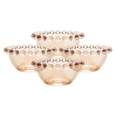 Imagem de WOLFF - Conjunto 4 Bowls de Cristal Âmbar Metalizado 9cm x 4cm - Linha Pearl