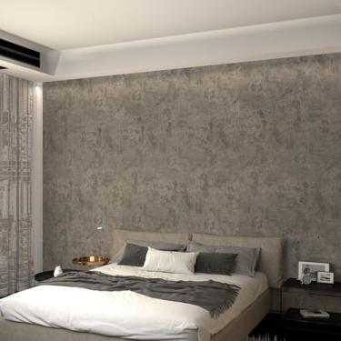 Imagem de 3yecao Papel de parede de concreto marrom claro e cinza claro de 61 cm × 900 cm de largura descasque e cole 3D envelhecido vinil falso envoltório industrial de contato com cimento fosco texturizado