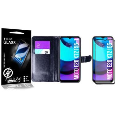 Imagem de Película Vidro 3D + Capa Carteira Para Moto E20 XT2155 - Cell in Power