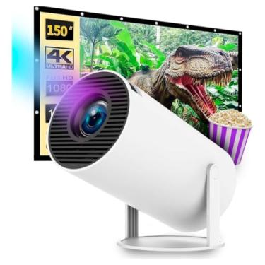 Imagem de Mini Projetor Portátil HY300 PRO 5G WIFI 6 Android 11, 4K 1080P Full HD, 9000 Lúmens, Auto Correção de Tela, 180° Giratório - Envio Brasil Premium