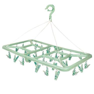 Imagem de Mini-varal Retangular Dobrável 32 Prendedores - Verde - MOR