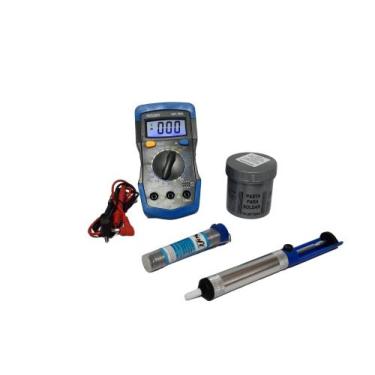 Imagem de Multimetro digital com visor lcd + sugador + pasta + estanho - mimi ut