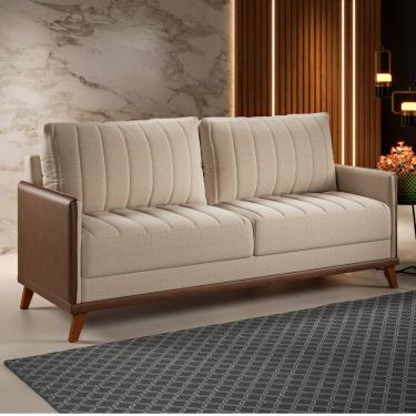 Imagem de Estofado Living Premium 2m 4 Lugares Laterais em Corano Linho Bronze/Durango