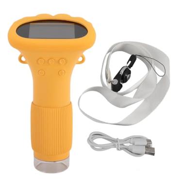 Imagem de Câmera de microscópio infantil 1000x 2,0 polegadas IPS tela colorida com 8 luzes LED Microscópio digital portátil para crianças adultos (Amarelo)