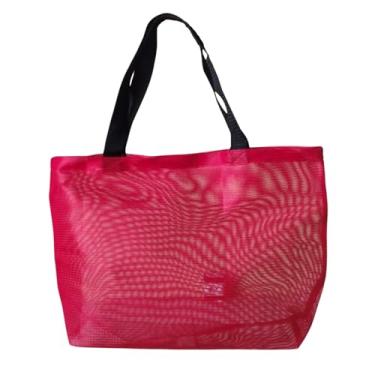 Imagem de Bolsa Sacola Feminina Tela Praia Piscina Alça Dupla Ombro Reforçada Verão Lisa Colorida Tote Transparente Barata Simples