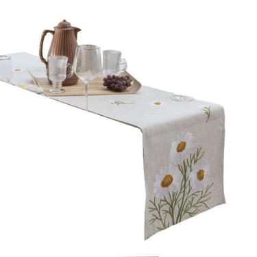 Imagem de Caminho de Mesa Bordado Filipinas Em Linho Margarida 40x180cm Jolitex