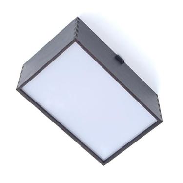 Imagem de Lustre plafon retangular 30cm 1 lâmpada - Fábrica de Utilidades, Nero 
