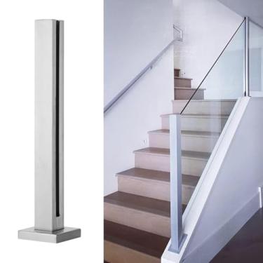 Imagem de Zaqy Silver Deck Railing Post Para Painel De Vidro/Plástico/Madeira 10 / 12mm, Aço Inoxidável Vidro Balaustrada Post Para Varanda/Corredor Escadas/Plataforma Interna Externa Loft