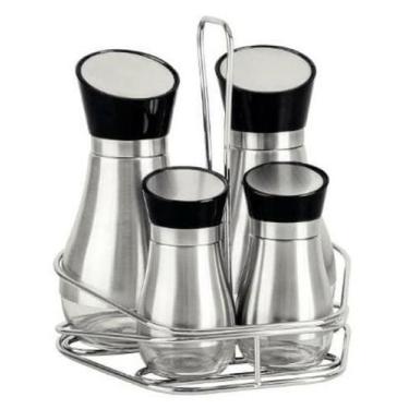 Imagem de Galheteiro Tramontina Recipiente Em Vidro Revestido Aço Inox