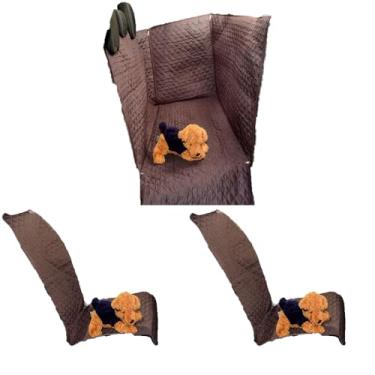 Imagem de Capa Protetora para Banco de Carro, Impermeável Universal, Dianteiro e Traseiro, Unidade e Kits de 2 e 3 Peças, Microfibra Matelada (Marrom, Kit 3 Pçs Dianteiro e Traseiro Plus)