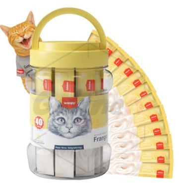 Imagem de Petisco para Gatos Wanpy Creamy Pote com 40 Tubos Sabor Frango Alta Palatabilidade e Textura Cremosa