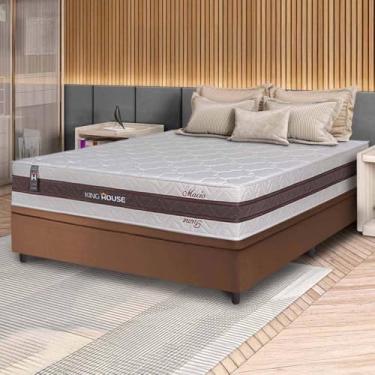 Imagem de Conjunto Box Baú Marrom Mali Bege Molas Ensacadas Casal 138x188x77 - King House