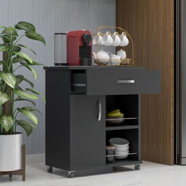 Imagem de Fruteira de Chão Com Rodinhas Porta Microondas e Gaveta Multiuso Móvei