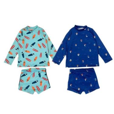 Imagem de Kit 2 Conjuntos Praia Menino Blusa + Sunga Proteção Solar Uv - Jagar, 