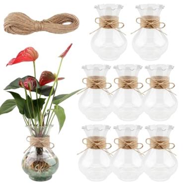 Imagem de 9 peças de vasos pequenos, jacinto, planta hidropônica, recipiente de plástico a granel para centros de mesa, decorações de mesa de casamento (14,5 cm)