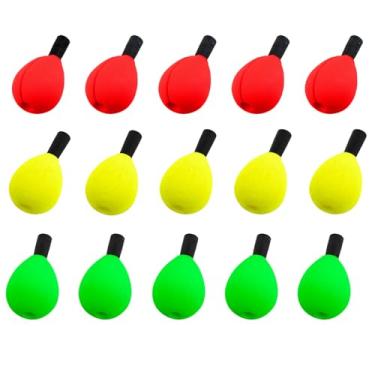 Imagem de PIYANYO Indicador de pesca de espuma para peixe-gato truta e boias de pesca de água salgada em água doce e salgada (5 cada em vermelho, amarelo e verde) 15 peças