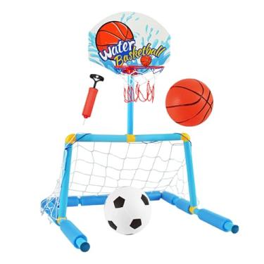 Imagem de Cesto De Basquete Para Piscina - 2 Em 1 Baliza De Futebol Para Piscina Com 2 Bolas E 1 Bomba - Brinquedo Aquático Interativo para Idades a Partir de 4 Anos e Família em Interior Exterior Jardim e