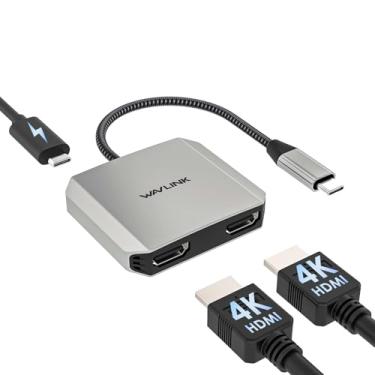 Imagem de WAVLINK Adaptador USB C para HDMI duplo, adaptador hdmi com HDMI duplo, 100W PD para computadores Mac, Windows, Dell XPS, HP, Lenovo, Thunderbolt 3/4