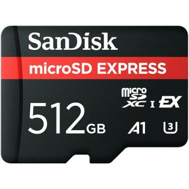 Imagem de Sandisk MicroSD Express 512 GB, velocidade de leitura de até 880 MB/s, velocidade de gravação de até 650 MB/s, velocidade de gravação constante 220 MB/s, U3, C10