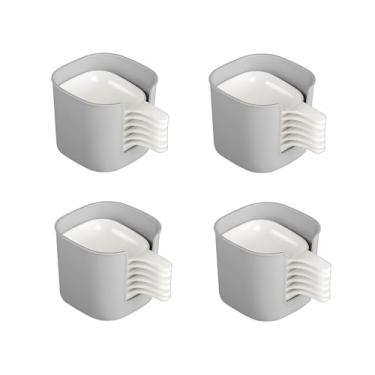 Imagem de JCSY Conjunto de 4 pratos de molho e suporte, prato de plástico para imersão, prato de molho de soja, mini tigelas de molho com alça, para ketchup, soja, churrasco e jantar de festa