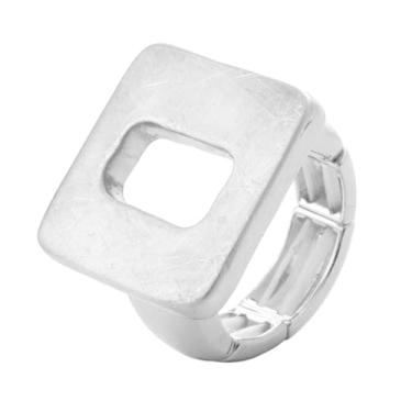 Imagem de Kaseakia Anéis de liga metálica geométricos grandes, grandes, grossos, ajustáveis para mulheres com corda elástica, Adjustable, Liga metálica, Sem pedra preciosa