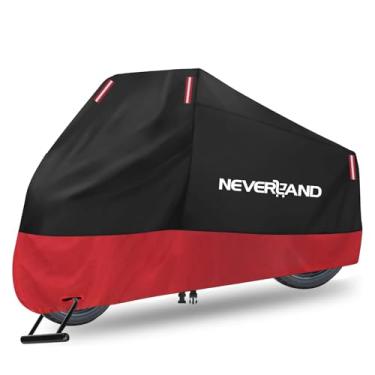 Imagem de NEVERLAND Capa de motocicleta à prova d'água ao ar livre - Capa de motocicleta 300D resistente ao ar livre proteção para todas as estações, capa universal para scooter com refletor noturno, furos de