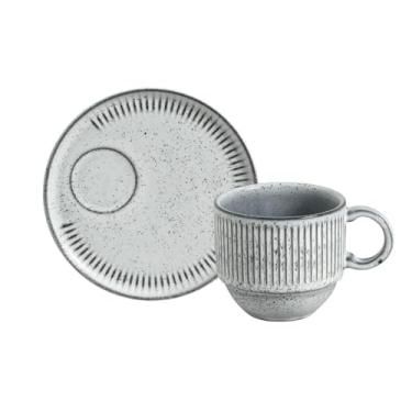 Imagem de Porto Brasil Conjunto com 6 Xícaras de Chá com pires Empilhável Linhas Echo