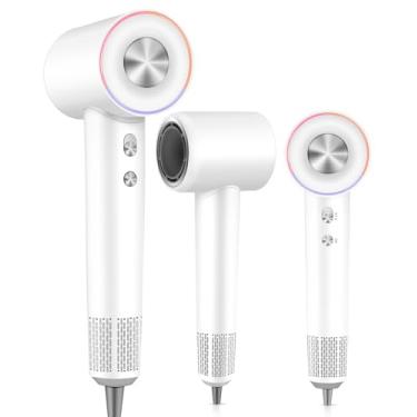 Imagem de Secador de cabelo, secador de cabelo de alta velocidade de 180.000 RPM com motor sem escova, secador de cabelo iônico negativo de 500 milhões para secagem rápida, secador de cabelo silencioso com