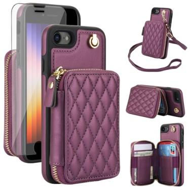 Imagem de Capa de celular para iPhone 7/8/SE 2020/2022 carteira com protetor de tela, bloqueio de RFID, suporte para cartão iPhone7 iPhone8 7s 8s i SE2020 SE2022 2/2nd/3/3ª geração SE2 SE3 7SE 8SE 8SE feminino