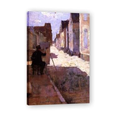 Imagem de The Principal Street At Grez John Lavery Iconic Realist Portrait & War Scene Canvas Art – Decoração de parede irlandesa atemporal para casa 20 x 30 cm emoldurada