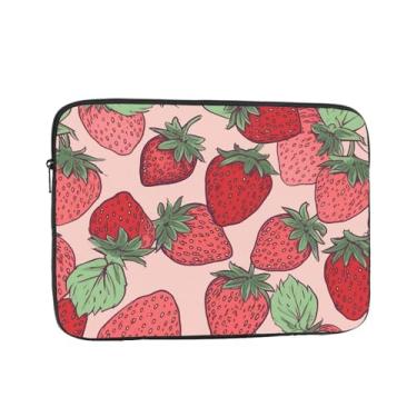 Imagem de Capa para laptop de 13 polegadas padrão morango, bolsa de transporte para computador, à prova de choque, capa protetora para notebook, bolsa portátil para laptop, bolsa à prova d'água, para homens e