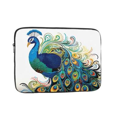 Imagem de Capa para laptop com padrão pavão de 13 polegadas, bolsa de transporte para computador, à prova de choque, capa protetora para notebook, bolsa portátil para laptop, bolsa à prova d'água, para homens e