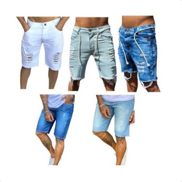 Imagem de Kit 5 Bermudas Masculina De Alfaiataria E Jeans Destroyed - lojaaquite