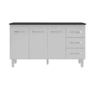 Imagem de Kit Balcão Gabinete 138cm Carina Branco com Tampo 140cm Preto