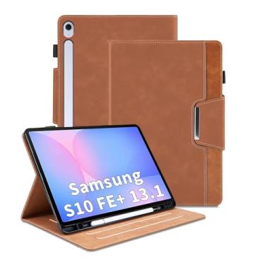 Imagem de Capa para Samsung Galaxy Tab S10 FE Plus 13,1 polegadas modelo 2025 (SM-X620/X626B) – suporte de visualização multiângulo com bolso e fecho magnético, capa protetora fólio de negócios de couro PU