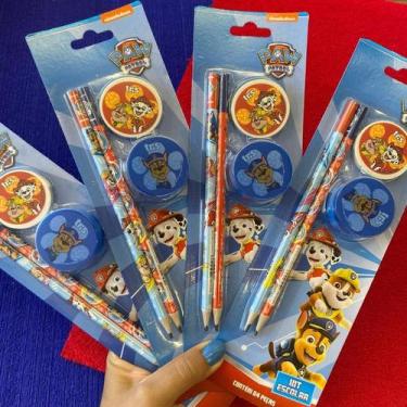 Imagem de Kit Escolar Apontador c/deposito e borracha Patrulha Canina - Tris