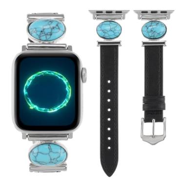 Imagem de Pulseira feminina de couro fina compatível com Apple Watch séries 10, 9, 8, 7, 6, 5, 4, 3, 2 e 1 SE, 41 mm, 41 mm, 41 mm, 41 mm, 41 e 42 mm (série 10))