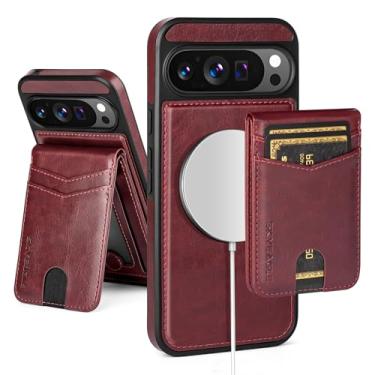 Imagem de SkyEagle Capa carteira compatível com Magsafe 2 em 1 destacável para Google Pixel 10 Pro XL 5G com porta-cartões mulheres e homens, couro sintético magnético com bloqueio de RFID, à prova de choque