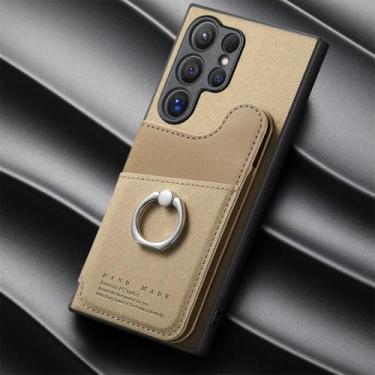 Imagem de Capa para Samsung Galaxy A54 5G, tipo carteira magnética, com porta-cartões (para Samsung Galaxy A54 5G/cáqui)