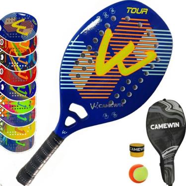 Imagem de Raquete Beach Tênis 100% Fibra De Carbono Eva Soft Tour Azul