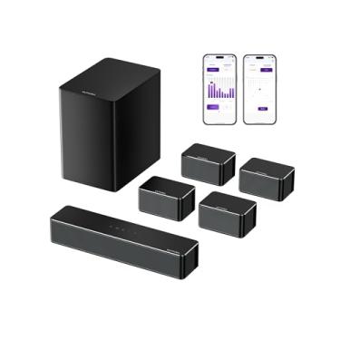 Imagem de ULTIMEA Barras de som 7.1 para Smart TV, 4 alto-falantes surround com fio, sistema de som surround virtual, potência máxima de 410 W, controle de aplicativo, barra de som de TV com subwoofer sem fio