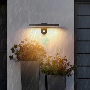 Imagem de Luzes de parede LED externas com sensor de movimento IP65 lâmpadas de parede à prova d'água 360° ajustáveis giratórias modernas arandelas de parede de alumínio iluminação interna/externa para jardim
