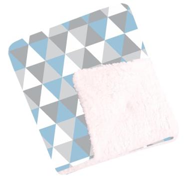 Imagem de Cobertor Para Bebê Estampado Dupla Face Manta Triângulo Azul