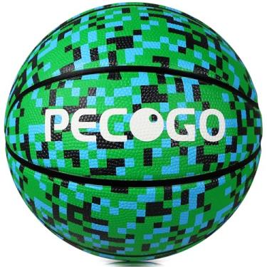 Imagem de PECOGO Bola de basquete tamanho 7 bola de basquete oficial de borracha 75 cm para uso externo e interno masculino verde para jovens, adolescentes, adultos, meninos e meninas, ideias de presentes (sem