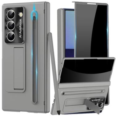 Imagem de YQODSZ Capa para Samsung Galaxy Z Fold 7 com suporte para caneta S e Stylus, Z Fold 7 capa fina de corpo inteiro com protetor de tela de privacidade, suporte para câmera, antiespião, capa protetora