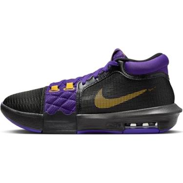 Imagem de NIKE Lebron Witness VIII, três quartos de alto homem, Black University Gold Field Purple, 46 BR