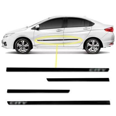 Imagem de Kit Friso Lateral Personalizado Modelo Slim Cor Preto City 2010 a 2021